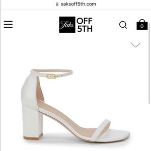 Stuart Weitzman Amelina Leather Block-Heel Sandals in White